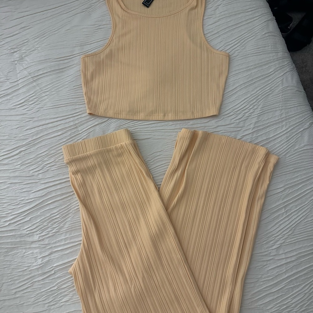 Forever 21 light orange Ribbed Crop Top and Pants Set